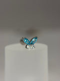 Labret Titânio Borboleta cravejada azul